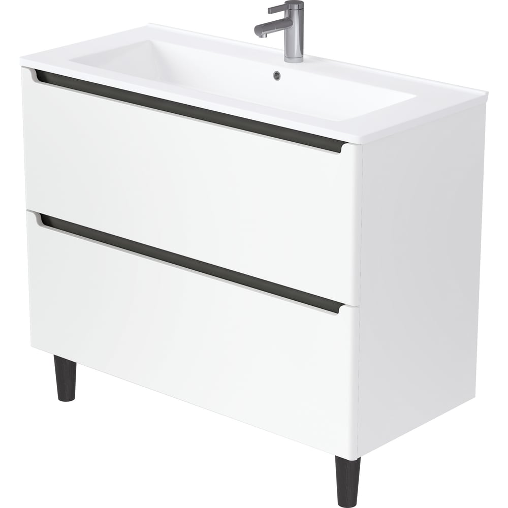 Изображение товара Мебель для ванной Тумба 1Marka Coda 105Н 2 ящика белый современный стиль