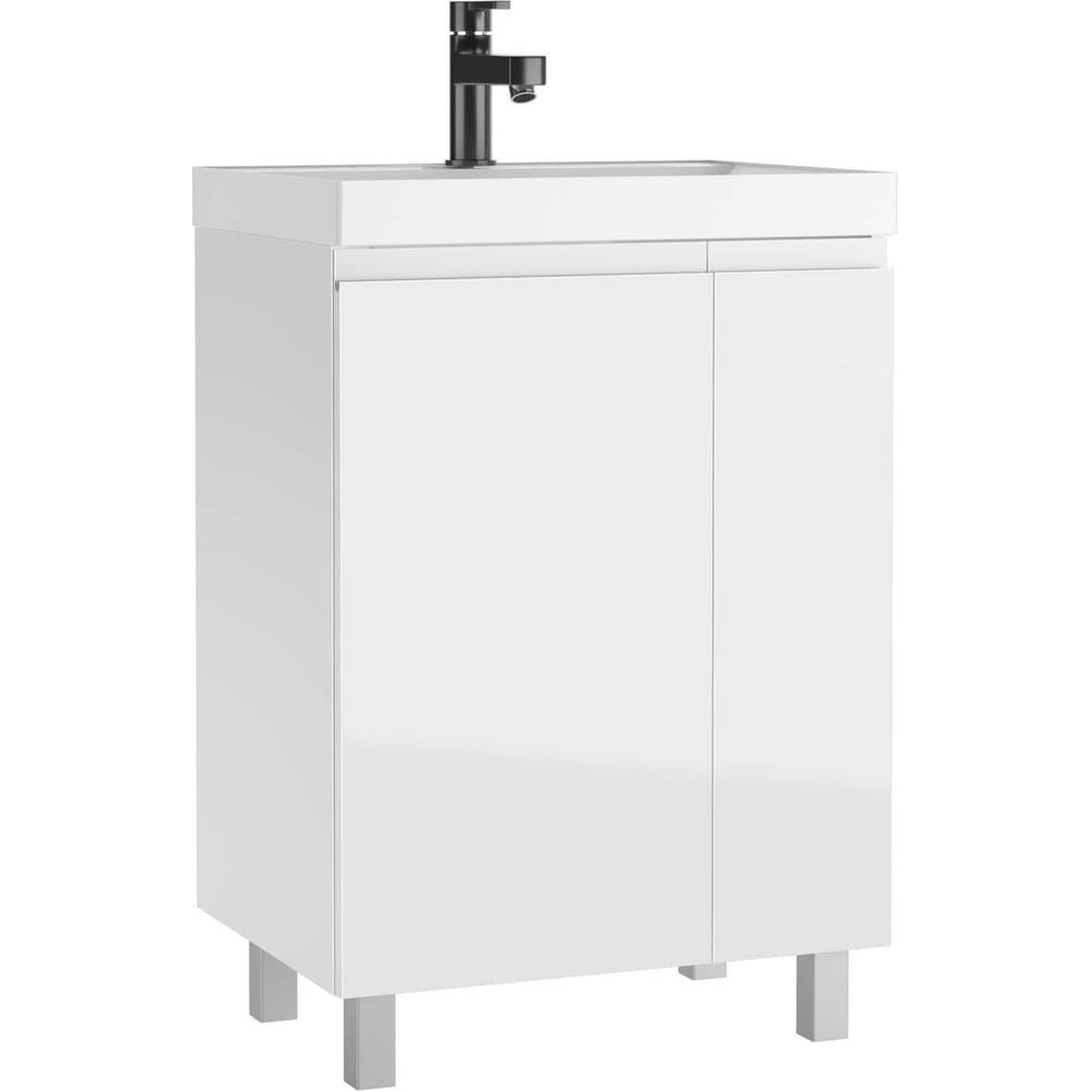 Изображение товара Тумба под умывальник Домино UNIT 60 Graffo белый глянец с системой хранения