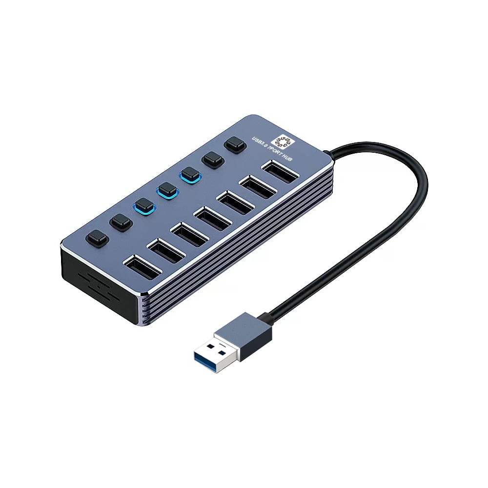 Изображение товара Концентратор 5Bites USB3.0 на 7 портов в сером корпусе