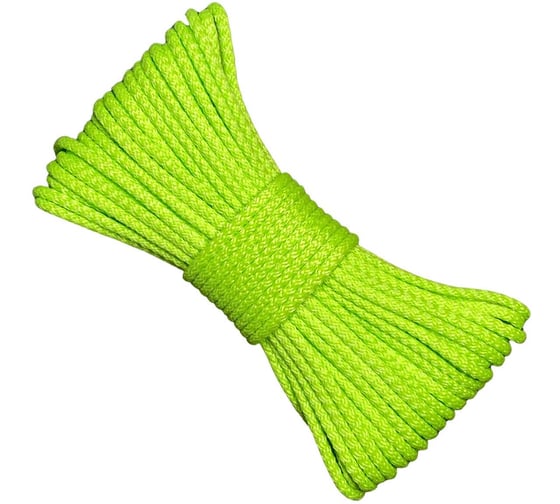 Изображение товара Шнур вязаный полипропиленовый ООО Оптхозторг 6 мм, 30 м, лайм 3060Л30