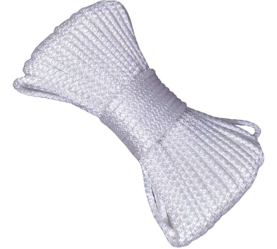 Изображение товара Шнур вязаный полипропиленовый ООО Оптхозторг 6 мм, 30 м, белый 306230