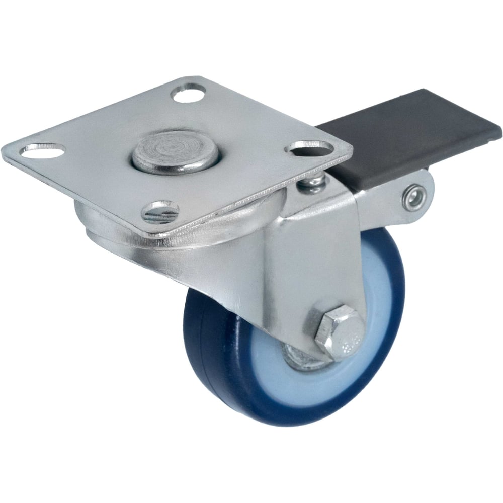 Изображение товара Колесо мебельное синее 50 мм крепление площадка, с тормозом SCvb 25 А5 1001059