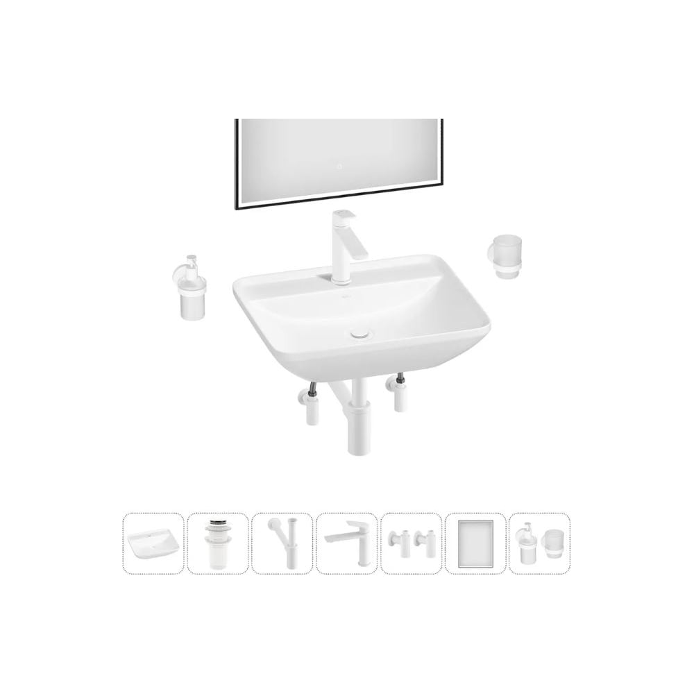 Изображение товара Wellsee 7 в 1 Cute Twin S накладная раковина 55x42 см