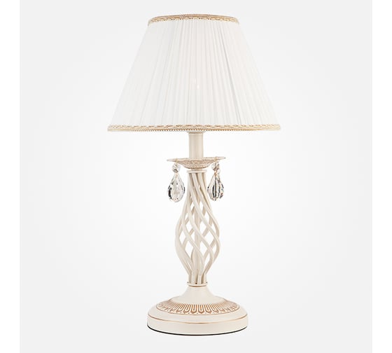 Изображение товара Настольный светильник Eurosvet 10054 1 белый с золотом прозрачный хрусталь Strotskis 00000079084