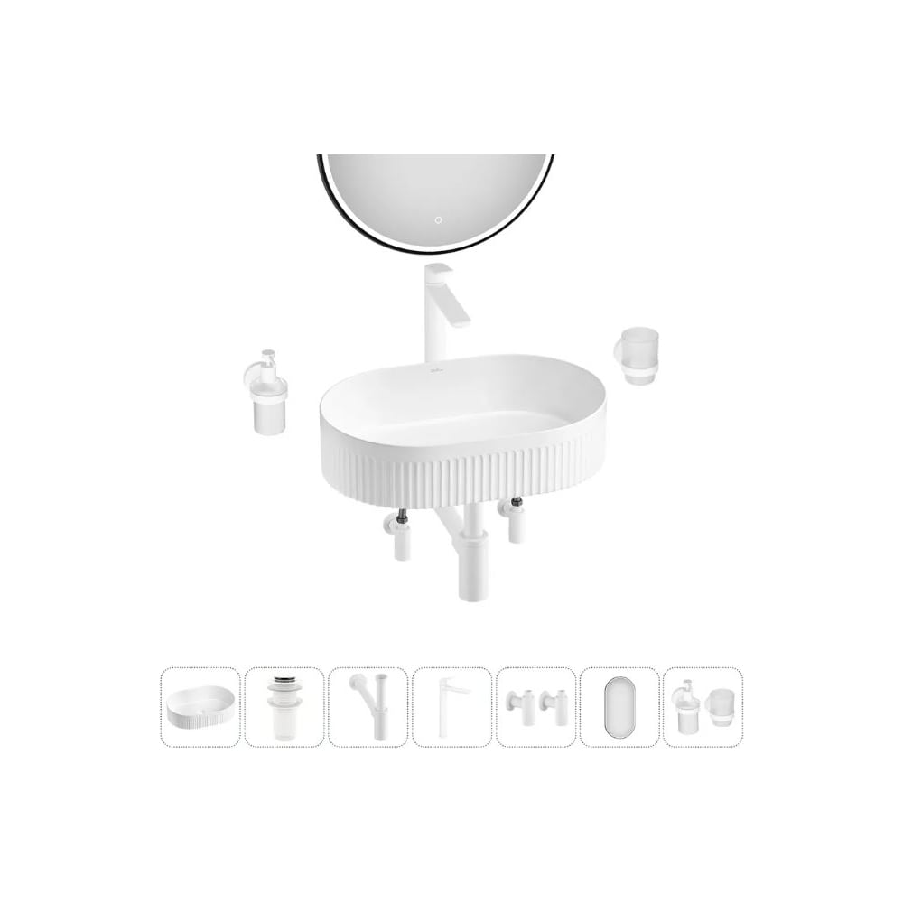 Изображение товара Акционный набор Wellsee 7 в 1 Festive Fox 2.0 накладная раковина 50x32 см