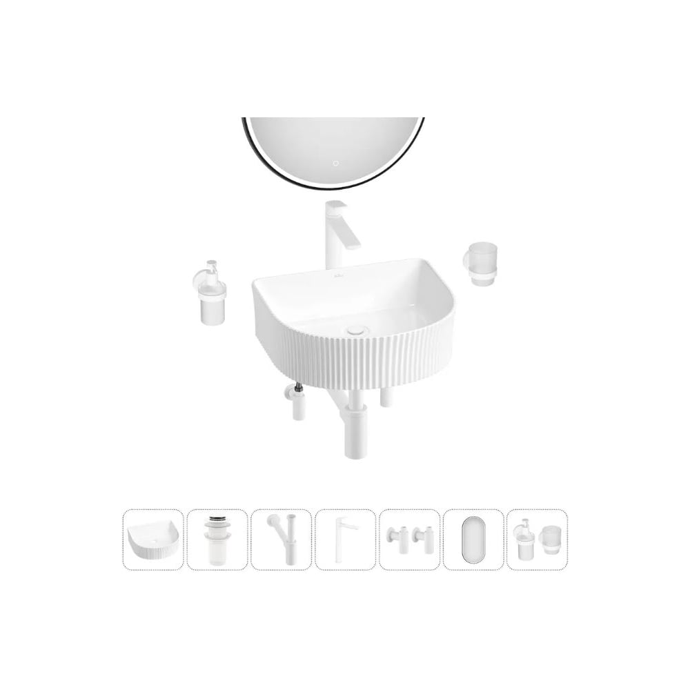 Изображение товара Акционный набор Wellsee 7 в 1 Festive Fox накладная/подвесная раковина 45x40 см 20217976R