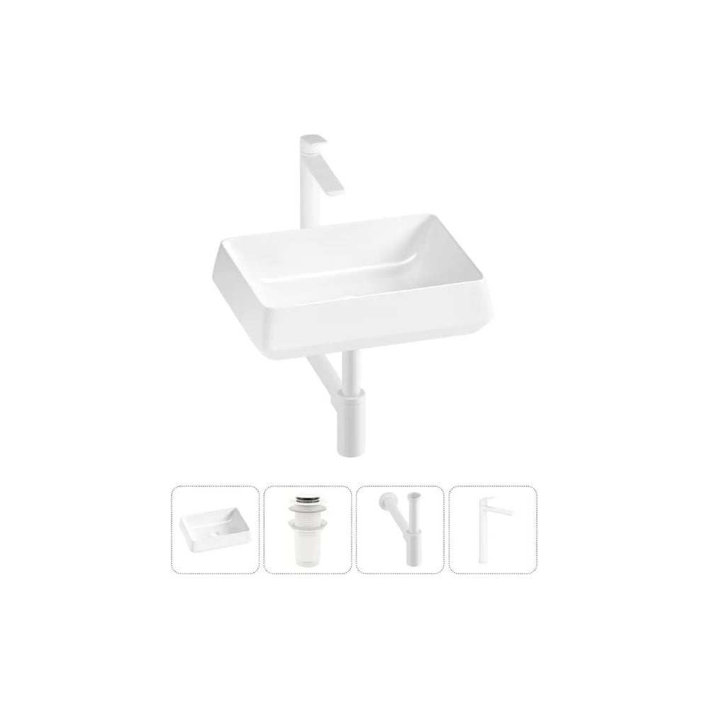 Изображение товара Комплект Wellsee 4 в 1 Lavinia Boho накладная раковина 50x38 см