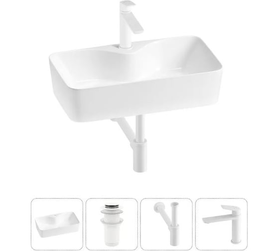 Изображение товара Комплект Wellsee 4 в 1 Lavinia Boho Bathroom Sink накладная раковина 54x30 см 20215282R