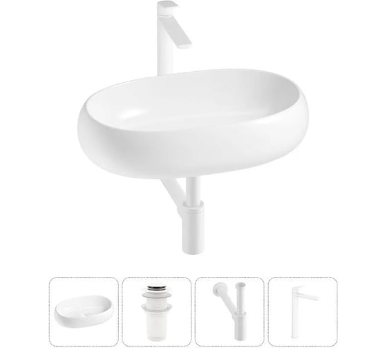 Изображение товара Комплект Wellsee 4 в 1 Lavinia Boho Bathroom Sink накладная раковина 56x33 см 20215090R