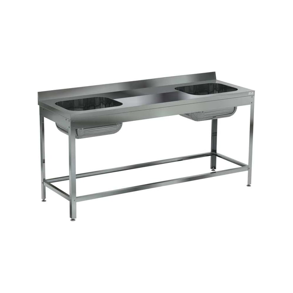 Изображение товара Моечная ванна цельнотянутая двухсекционная с рабочей поверхностью Kobor ВМЦР/2-180/70/430