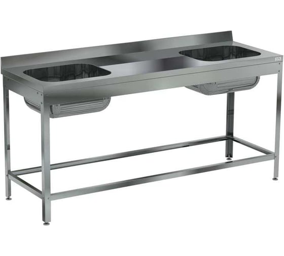 Изображение товара Ванна моечная цельнотянутая двухсекционная с рабочей поверхностью Kobor ВМЦР/2-180/70/430 Л/Ц/П 4636