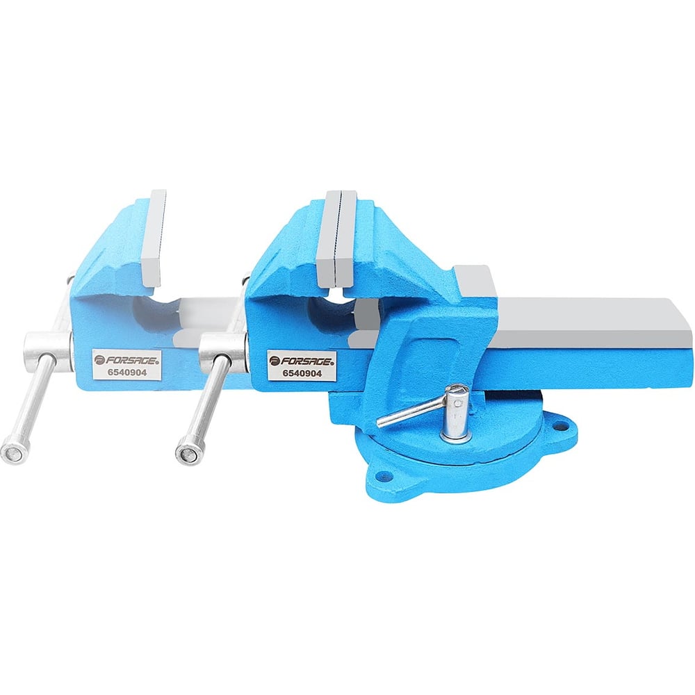 Изображение товара Стальные усиленные поворотные слесарные тиски Forsage 4" с наковальней и креплением