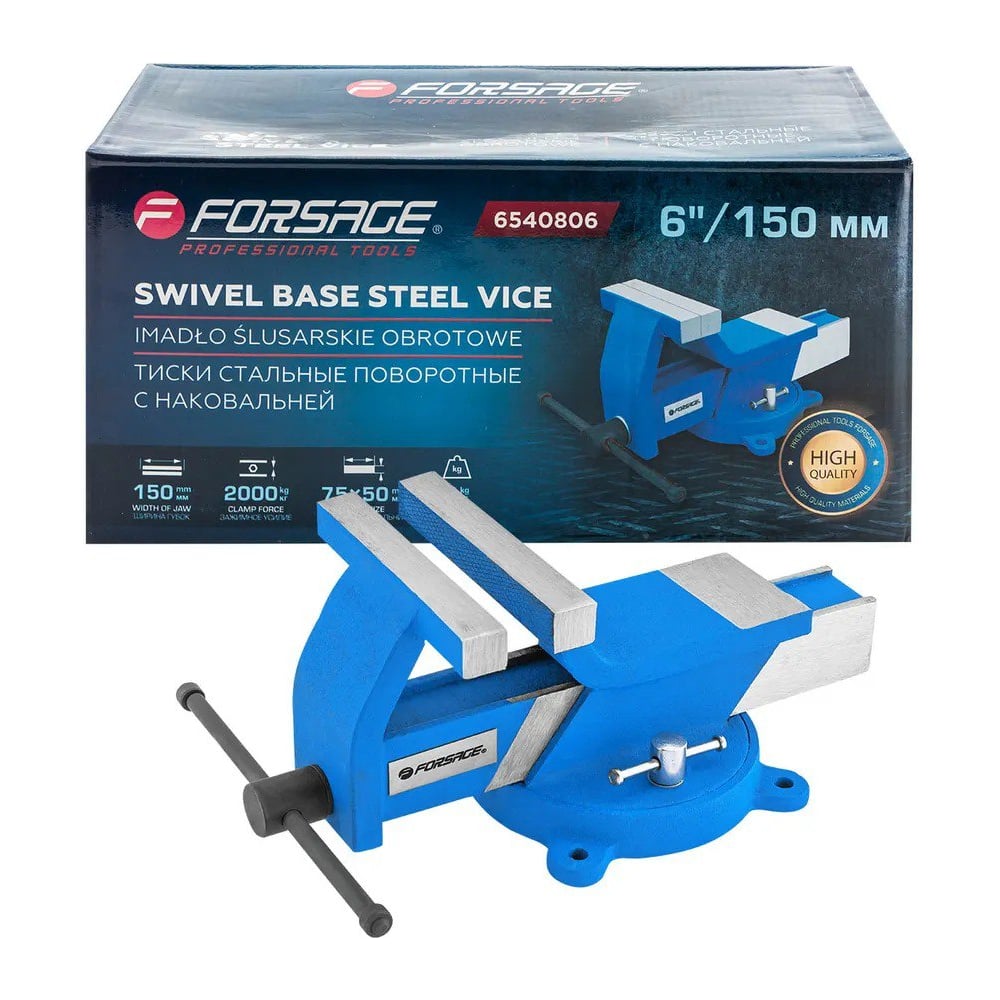 Изображение товара Тиски Forsage F-6540806(18544) Повортная наковальня 6"-150 мм