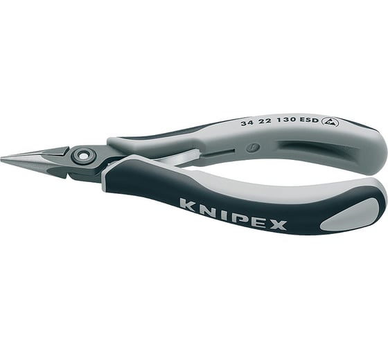 Изображение товара Захватные прецизионные плоскогубцы для электроники KNIPEX плоско-круглые губки, L-130 мм KN-3452130ESD
