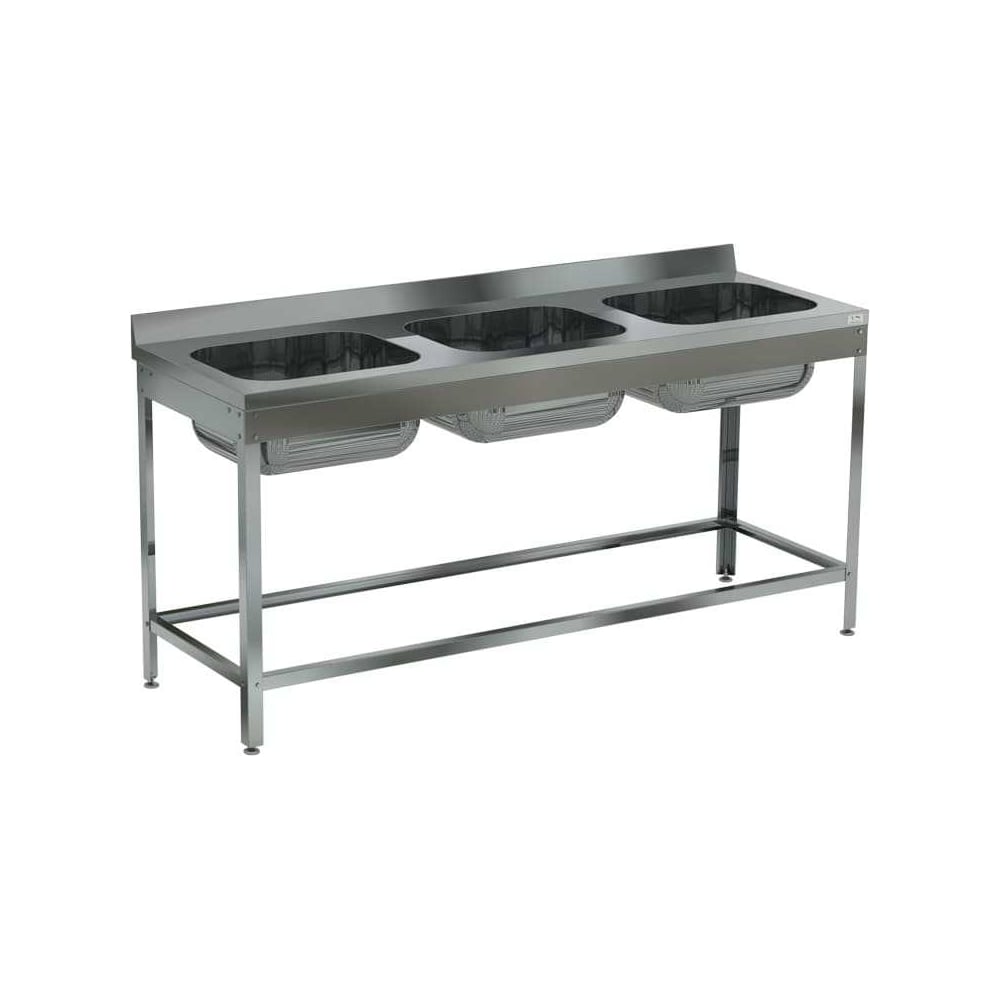 Изображение товара Моечная ванна цельнотянутая Kobor ВМЦ/3-180/60/430 из нержавеющей стали для производства