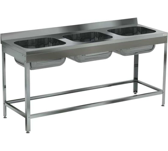 Изображение товара Ванна моечная цельнотянутая трехсекционная Kobor ВМЦ/3-210/70/430 4616