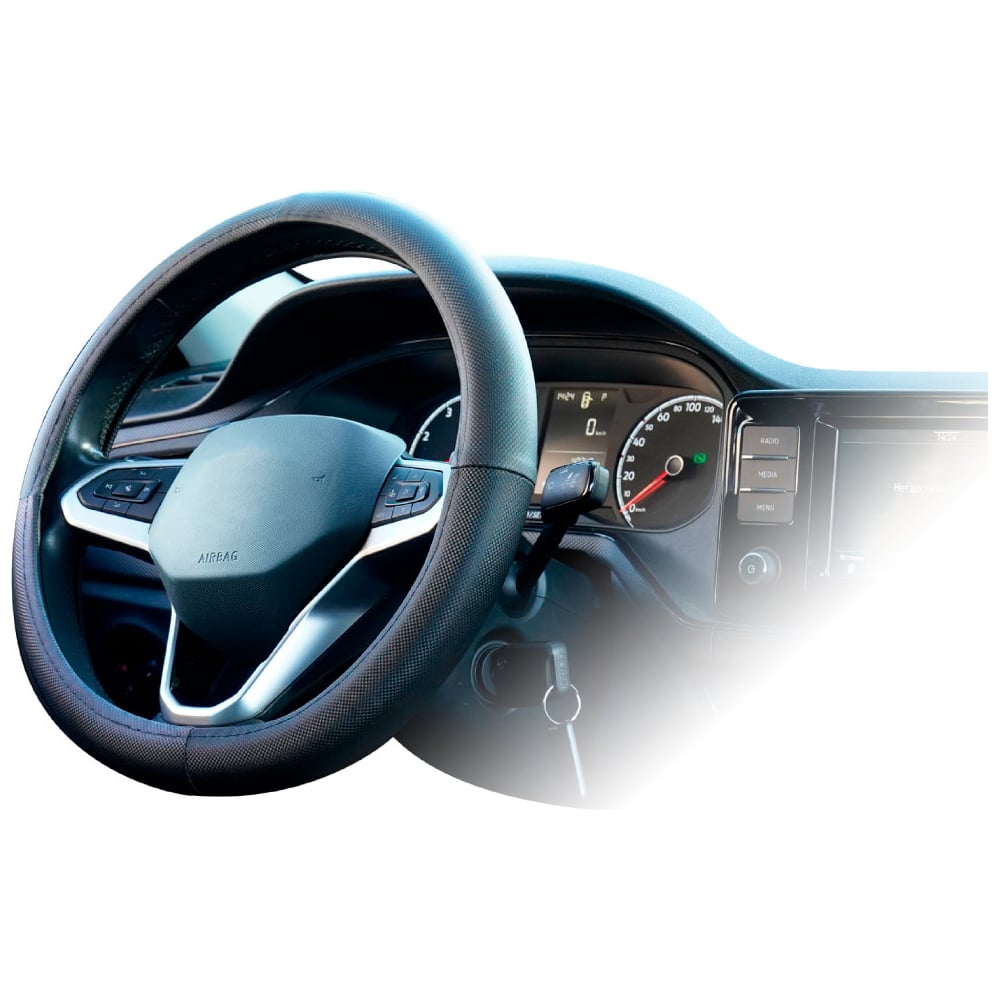 Изображение товара Оплетка на руль ZIPOWER из экокожи карбон черная M PM4056