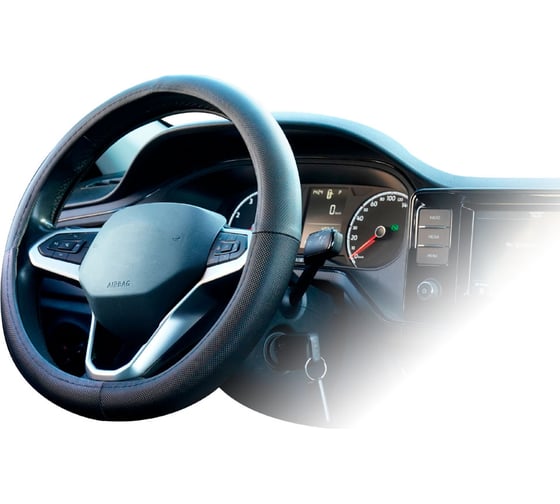 Изображение товара Оплетка на руль ZIPOWER экокожа карбон, черная, М (37–39 см) PM4056