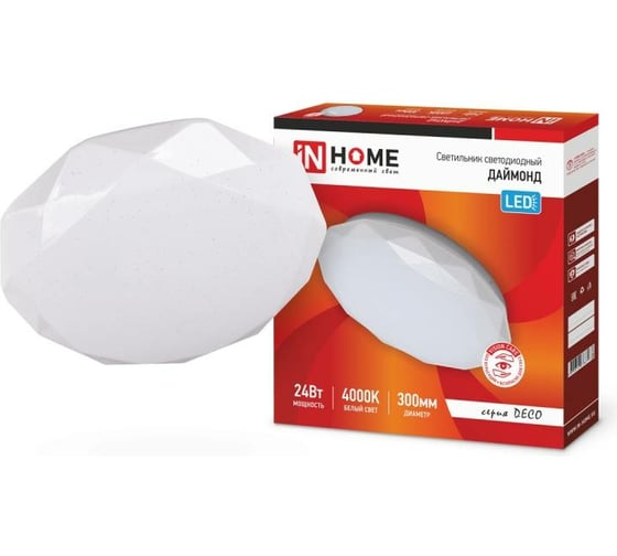 Изображение товара Светодиодный светильник IN HOME серии DECO 24Вт 230В 4000К 1560лм 300x55мм ДАЙМОНД 4690612033679