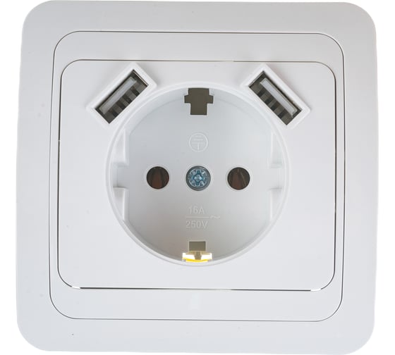Изображение товара Одинарная розетка IN HOME CLASSICO с двумя USB белая 2147 4690612035260