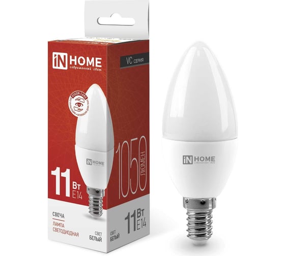 Изображение товара Светодиодная лампа IN HOME LED-СВЕЧА-VC 11Вт 230В Е14 4000К 1050Лм 4690612020471