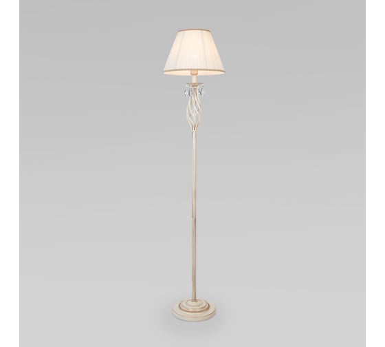 Изображение товара Напольный светильник Eurosvet 10073 1 белый с золотом прозрачный хрусталь Strotskis 00000079086