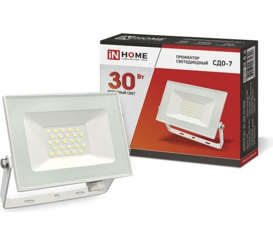 Изображение товара Светодиодный прожектор IN HOME СДО-7 30Вт 230В 6500К IP65 белый 4690612034690