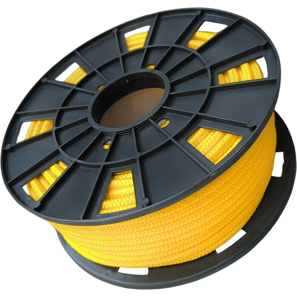 Изображение товара Плетеный поли пропиленовый шнур 8 мм 50 м желтый для бытовых работ