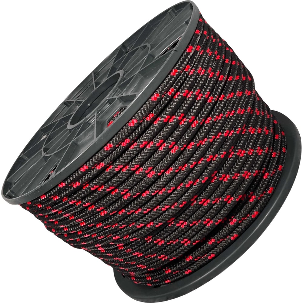 Изображение товара Шнур плетеный полипропиленовый 8 мм 100 м черно-красный от Оптхозторг