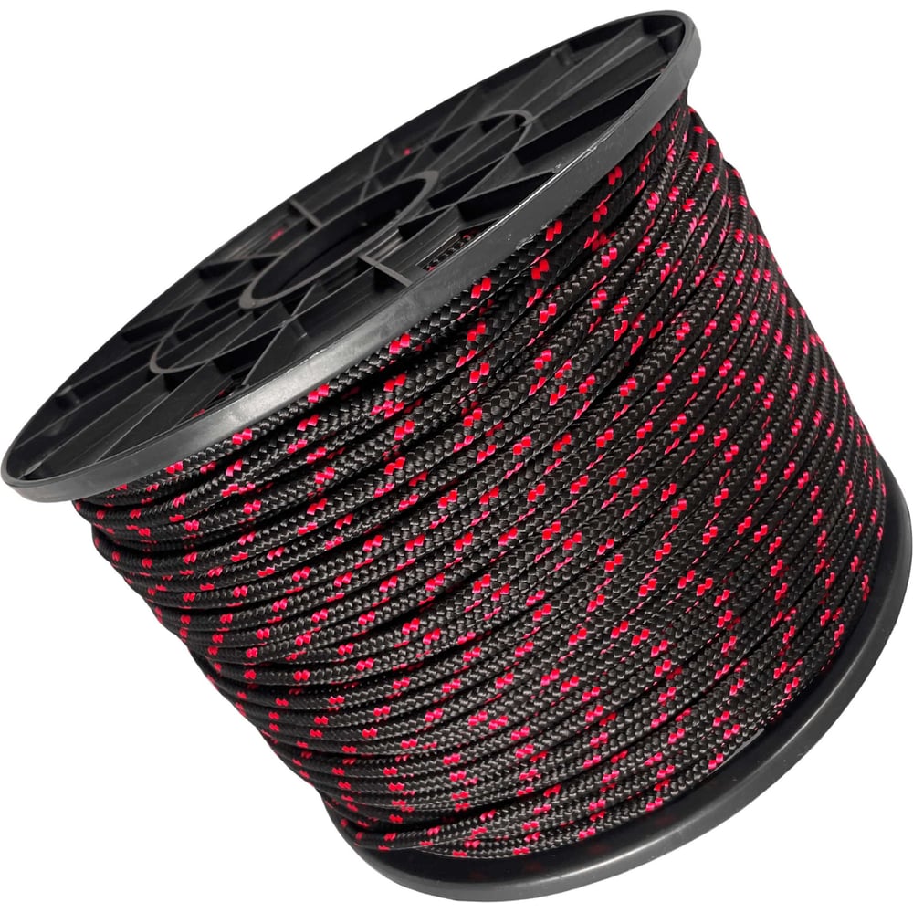 Изображение товара Плетеный полипропиленовый шнур 6 мм 200 м черно-красный ООО Оптхозторг