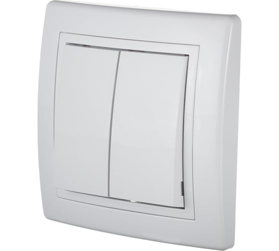 Изображение товара Двухклавишный проходной выключатель Aling-conel PRESTIGE 10AX 250В, белый 6072.00