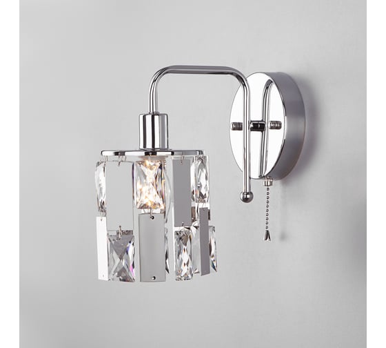 Изображение товара Настенный светильник Eurosvet 10101 1 хром прозрачный хрусталь Strotskis a044101