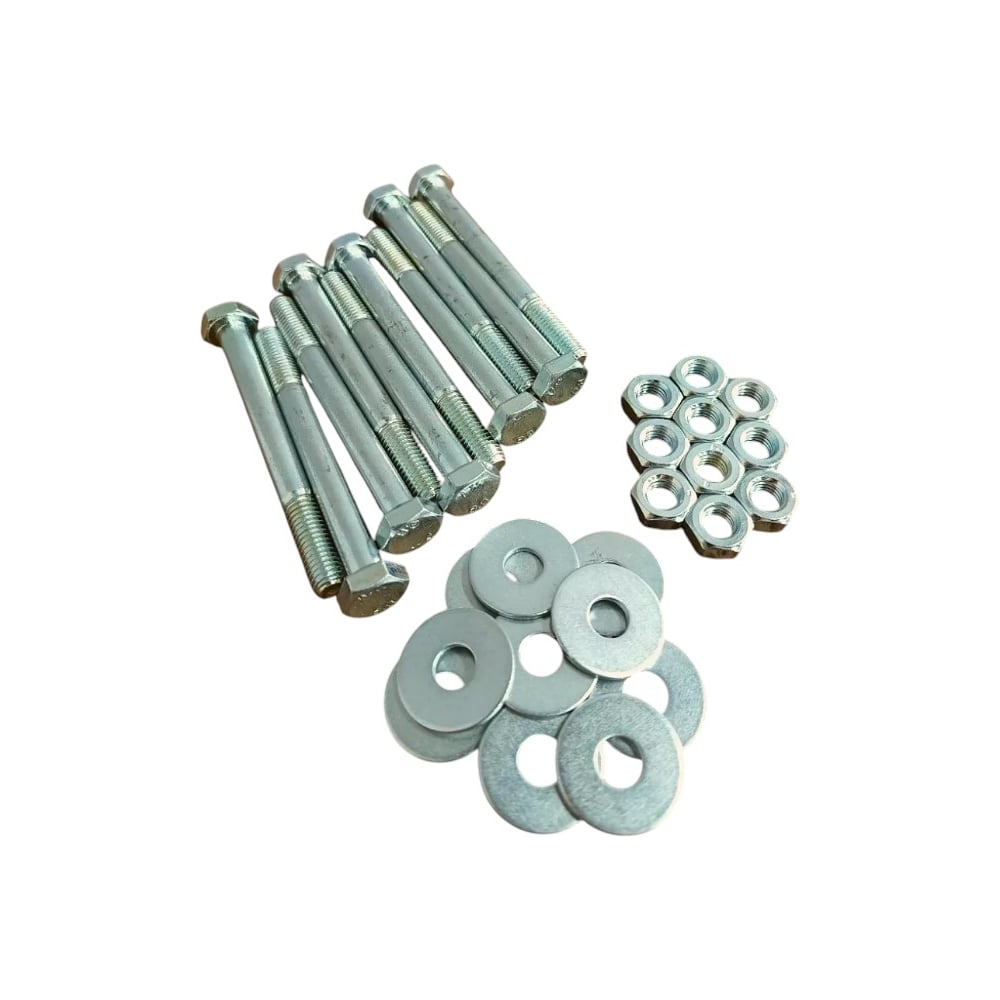 Изображение товара Болт 8х40 мм с гайкой и шайбой DIN933 класс 8.8 оцинкованная сталь упаковка 10 шт