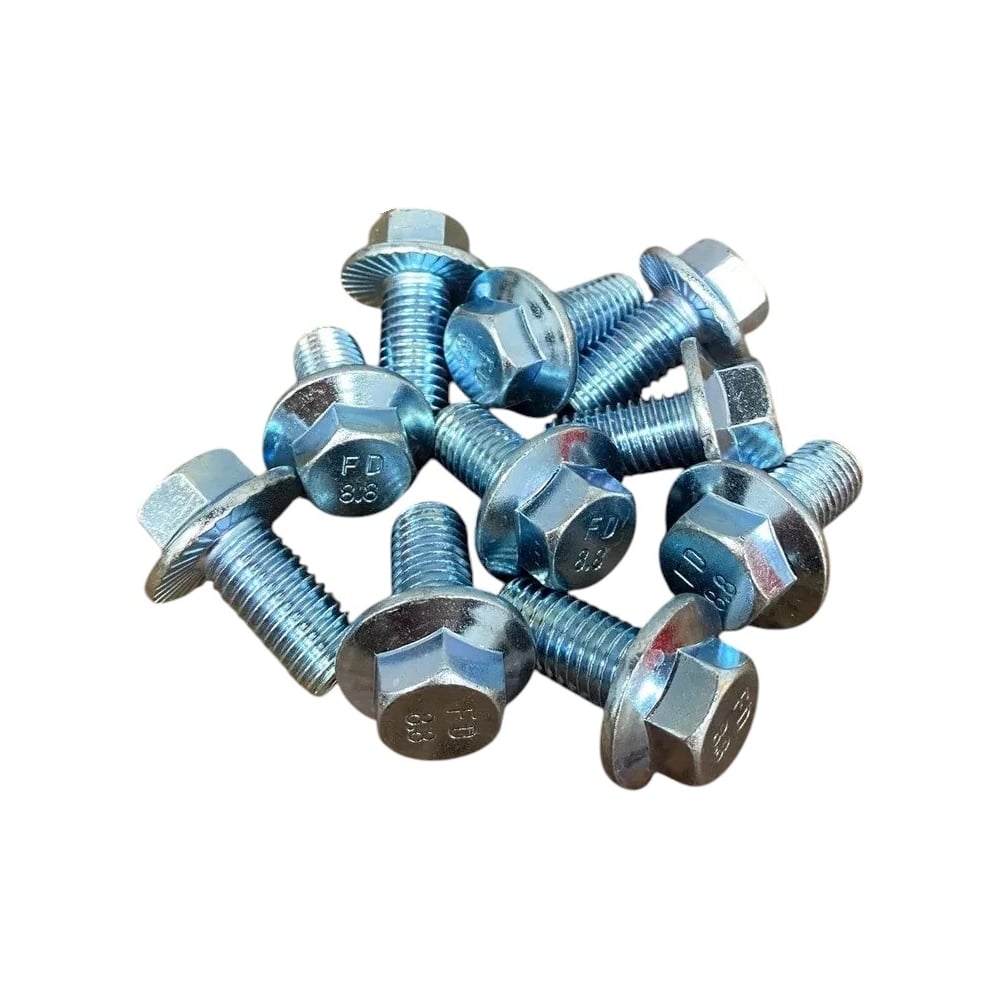 Изображение товара Болт M10x25 с фланцем, класс 8.8, цинк, 10 штук