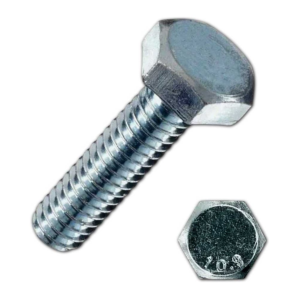 Изображение товара Высокопрочный болт 14х100 мм DIN 933, класс 8.8, цинк, 5 шт.