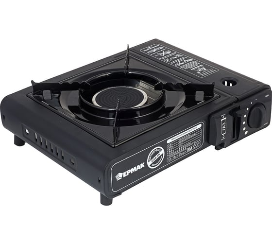 Изображение товара Газовая плитка ЕРМАК с керамическим нагревателем, переходник, кейс, 34x26x9 см, металл, пластик 116-038