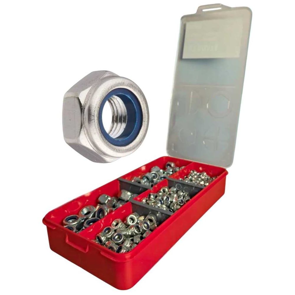 Изображение товара Комплект гайка стопорная ОЦ 23 Болта М4 М5 М6 М8 М10 в органайзере 1000007