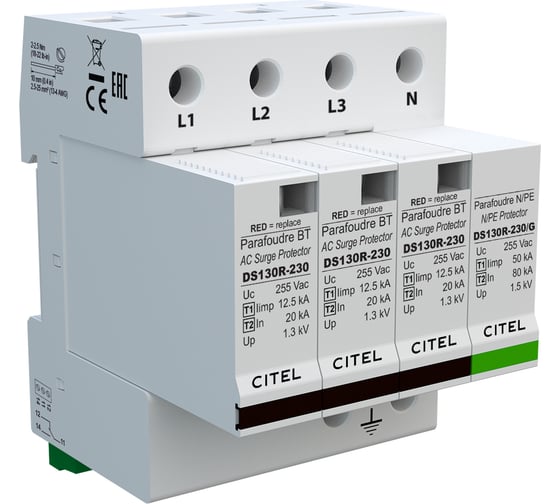 Изображение товара Устройство защиты от импульсных перенапряжений CITEL УЗИП тип 1+2 DS134RS-230/G 571534
