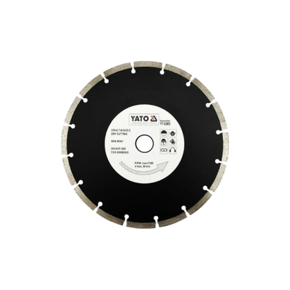 Изображение товара Диск алмазный отрезной для сухой резки 230 мм сегментированный YATO