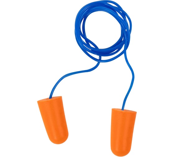 Изображение товара Беруши одноразовые RABBITEX пенополиуретановые со шнурком SNR 43дБ, КОМПЛЕКТ 100 пар (1 пара в пакете ), 671313