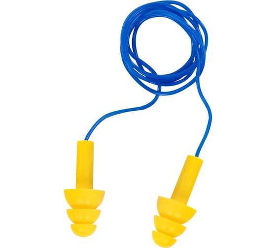 Изображение товара Беруши многоразовые RABBITEX силиконовые со шнурком SNR 37дБ, КОМПЛЕКТ 100 пар (1 пара в контейнере), 671317