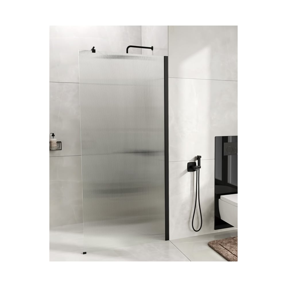 Изображение товара Душевая перегородка WasserKraft Rur 30W39MB-FL черный профиль прозрачное стекло