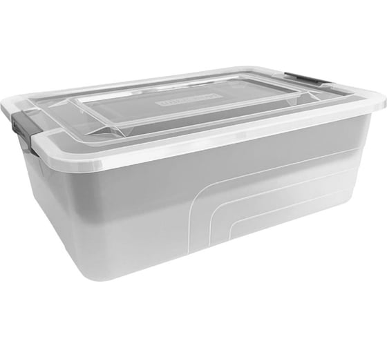 Изображение товара Ящик Blocker п/п 305х215х116 5л, для хранения, с крышкой, на клипсах, с лотком, натуральный 38111