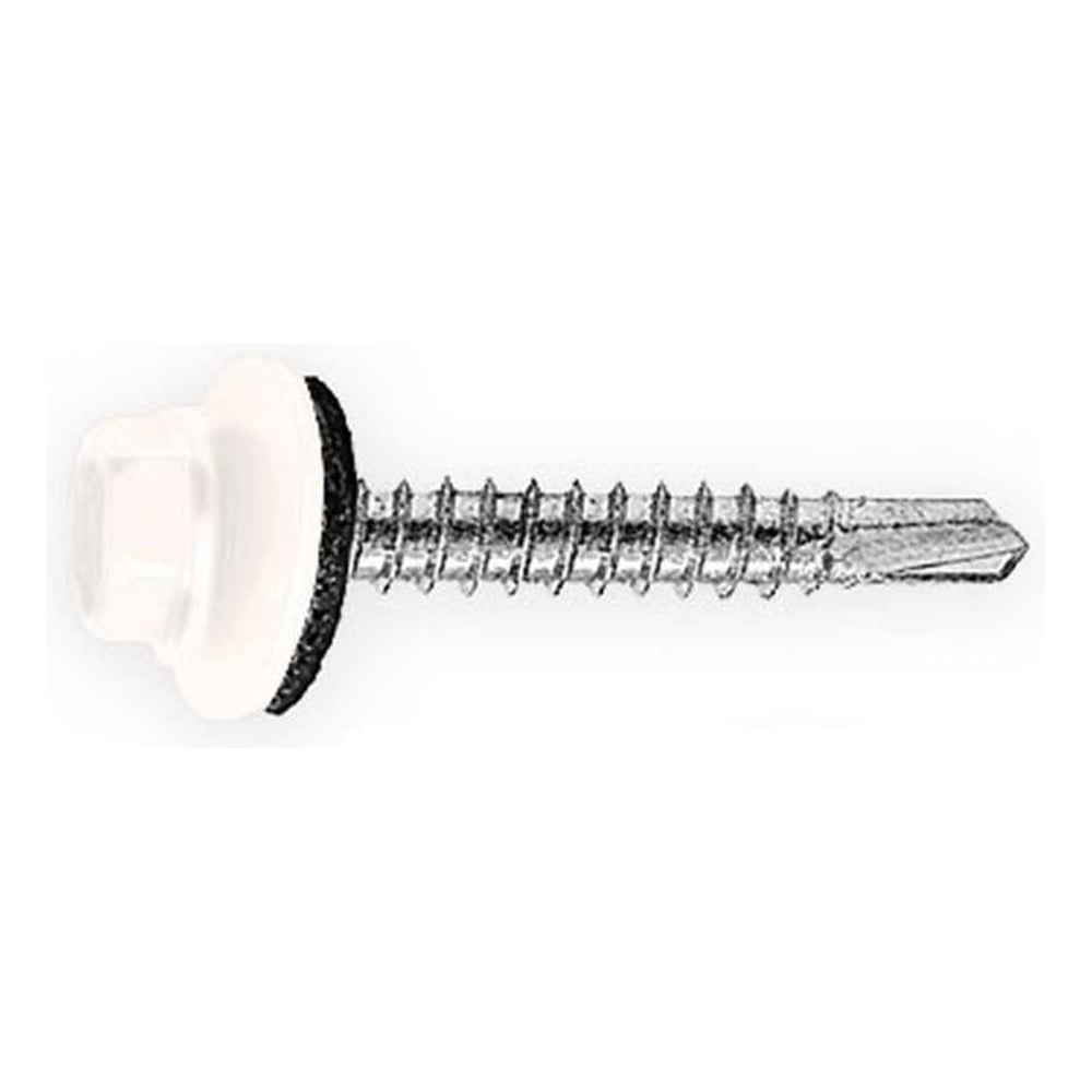 Изображение товара Кровельный саморез Admiral Stars 5.5 x 25 с белым цинковым покрытием и пресс-шайбой