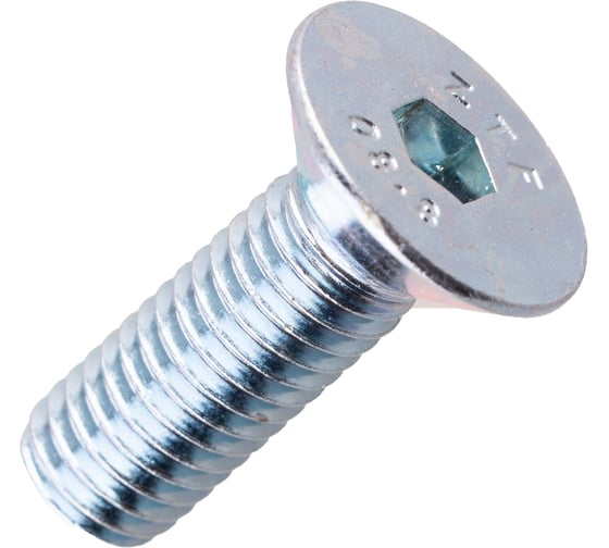 Изображение товара Винт Стройбат потайной, с внутренним шестигранником DIN 7991 М10х 30, белый цинк 40 шт, 619140