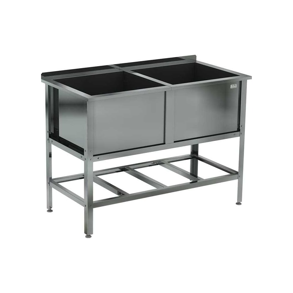 Изображение товара Двухсекционная сварная моечная ванна Kobor ВМСБ/2-120/63/430 4538 из нержавеющей стали