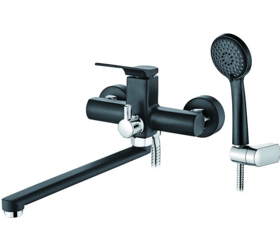 Изображение товара Смеситель для ванны LEDEME длинный поворотный излив 35 см, черный L2275B 807180