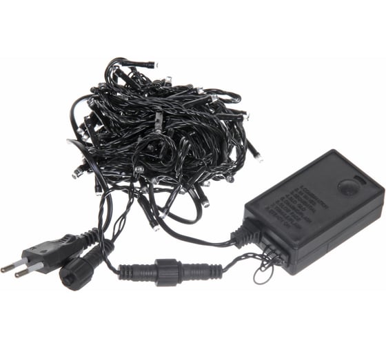 Изображение товара Гирлянда для улицы Серпантин 7м 80 ламп LED чёрный провод, 8 реж, IP-54, Синий (возможность соединения) 183-129