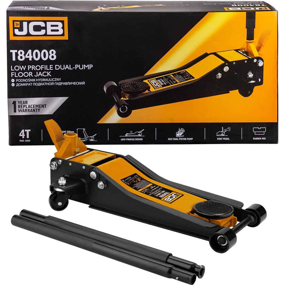 Изображение товара Гидравлический подкатной домкрат JCB 4т T84008 для грузов и автомобилей