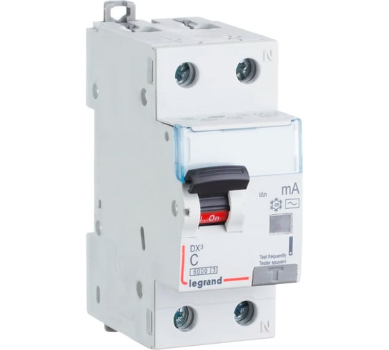 Изображение товара Автоматический выключатель дифференциального тока Legrand DX³ 6000 - 10 кА - тип характеристики С - 1П+Н - 230 В~ - 40 А - тип AС - 300 мА - 2 модуля 411028